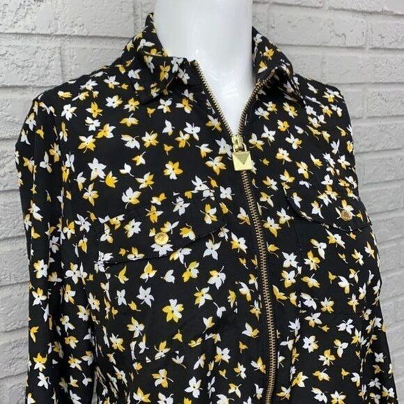 Michael Kors Women Floral Long Sleeve Zip Front Blouse Size S - Picture 4 of 8